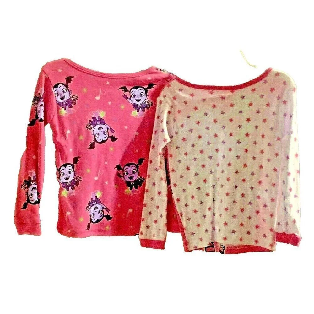 Disney  Vampirina  Girls Snug Fit Pajama Tops Toddler Size 4 Pink 2 Shirts